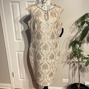 ✈️NWT  Embellish Brocade Floral Coquette Sheath Shift Evening Formal jacquard